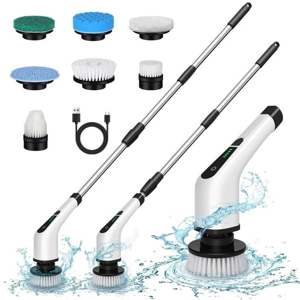 Electric Spin Scrubber Brush with 8 Replacement Brush Heads for Bathroom Kitchen Bathtub Glass Car etc.