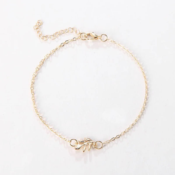 Fashion Simple Alloy Mori Style Flower Leaf Anklet