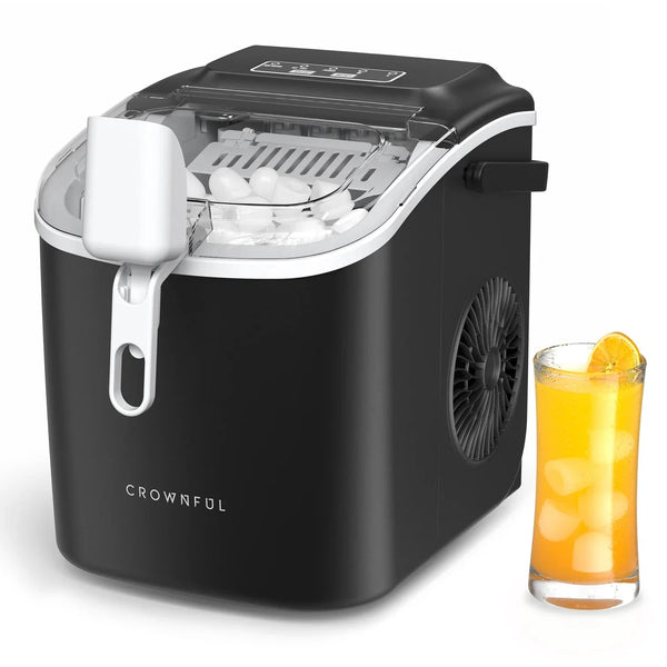 CROWNFUL Ice Maker – 9 Bullet Ice Cubes in 6 Minutes, Energy-Efficient for Home & Office Use